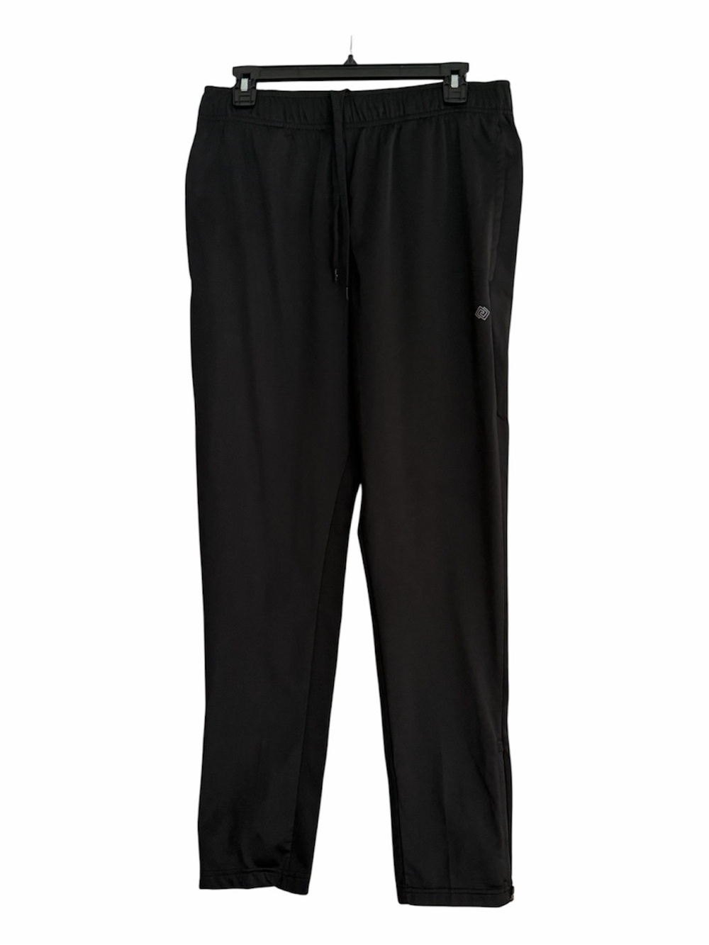 ZELOS Men's Black Lightweight Joggers track pants zipper sides + pockets size m